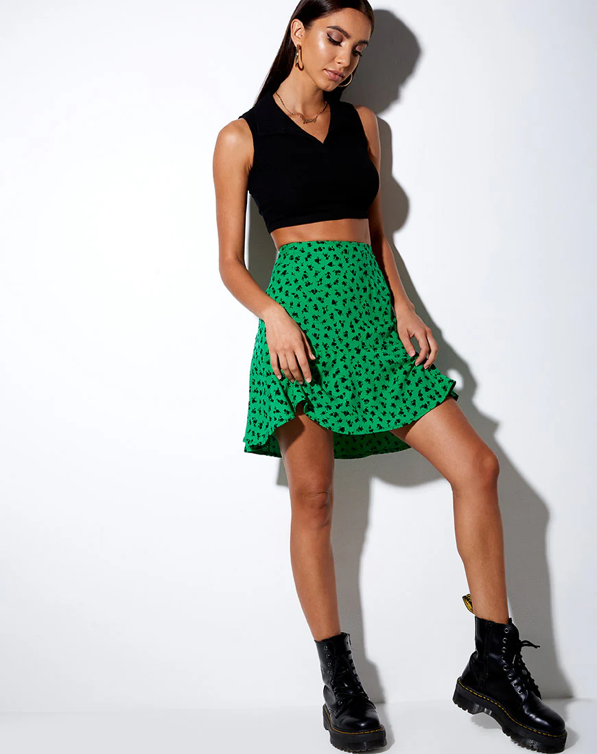 Gaelle Skirt in Dainty Daisy Green - Image 3