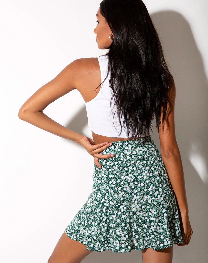 Gaelle Skirt in Floral Field Green - Image 2