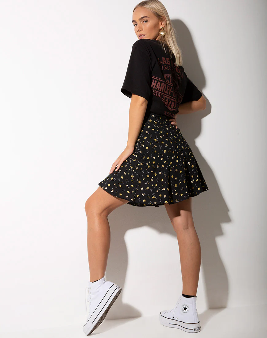 Gaelle Mini Skirt in Pretty Petal Black - Image 4