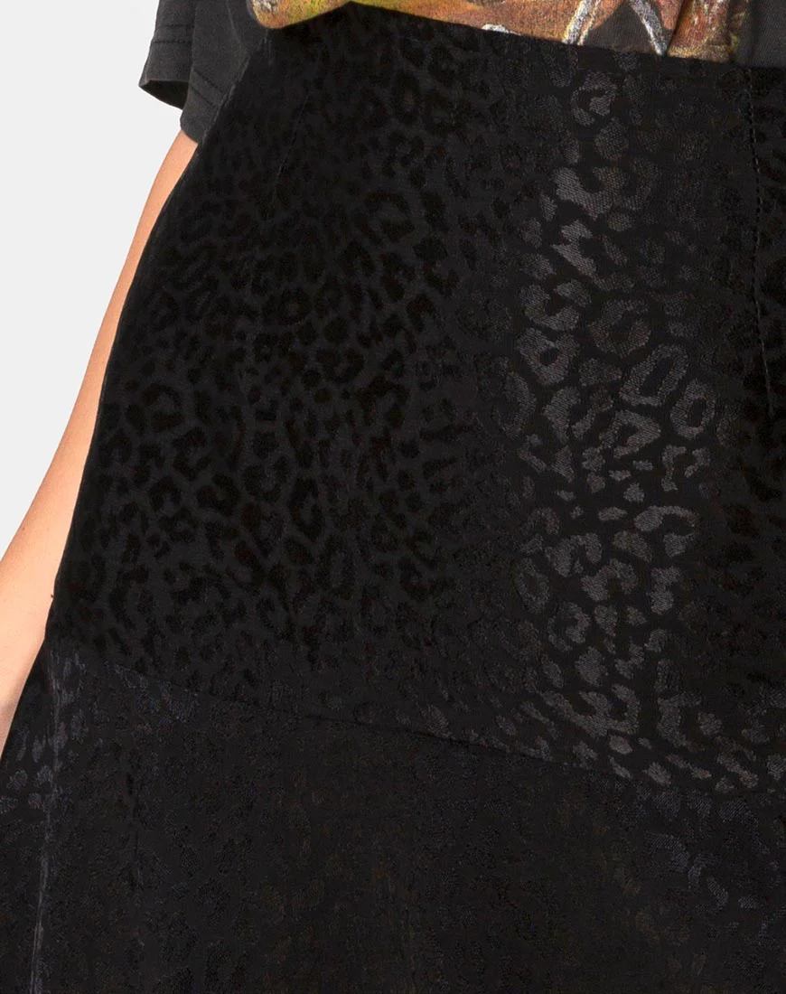 Gaelle Skater Skirt in Satin Cheetah Black - Image 5