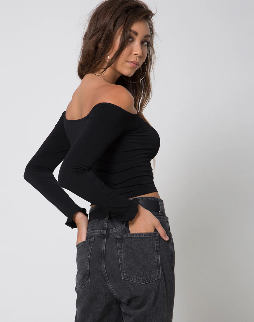 Gaga Off The Shoulder Crop in Black - Image 4
