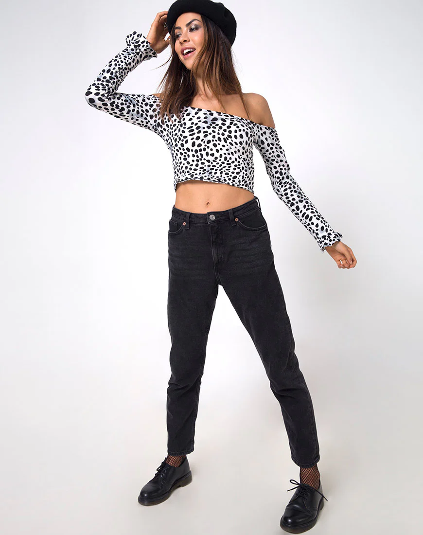 Gaga Off The Shoulder Crop in Dalmatian - Image 3