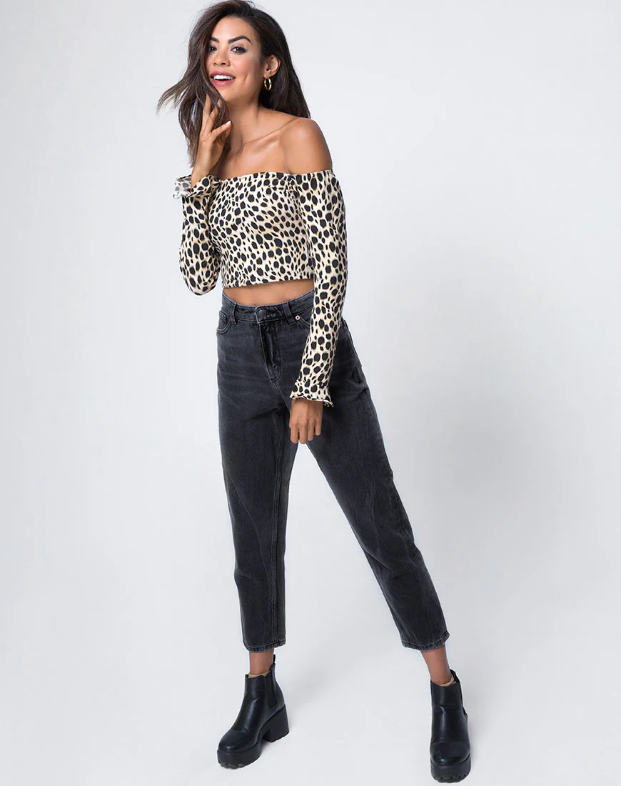 Gaga Off The Shoulder Top in Cheetah - Image 3