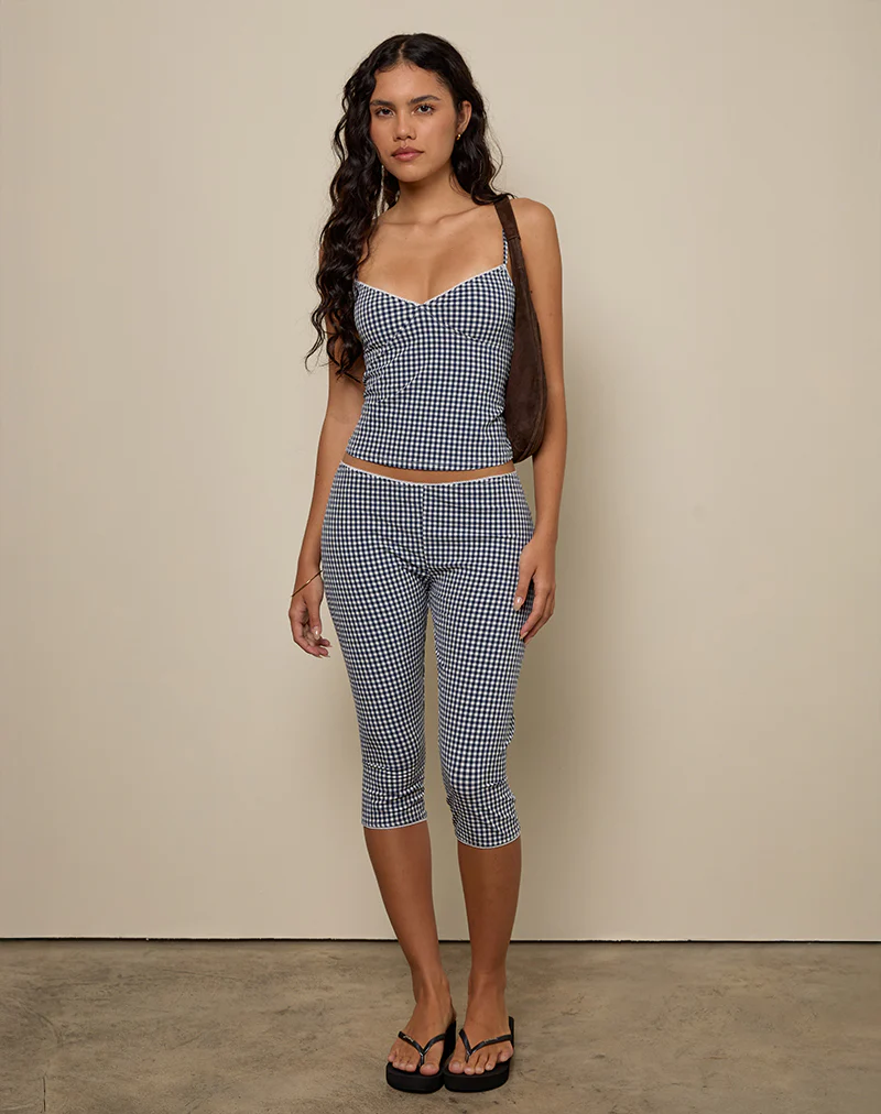 Gaika Cami Top in Seersucker Gingham Navy - Image 3