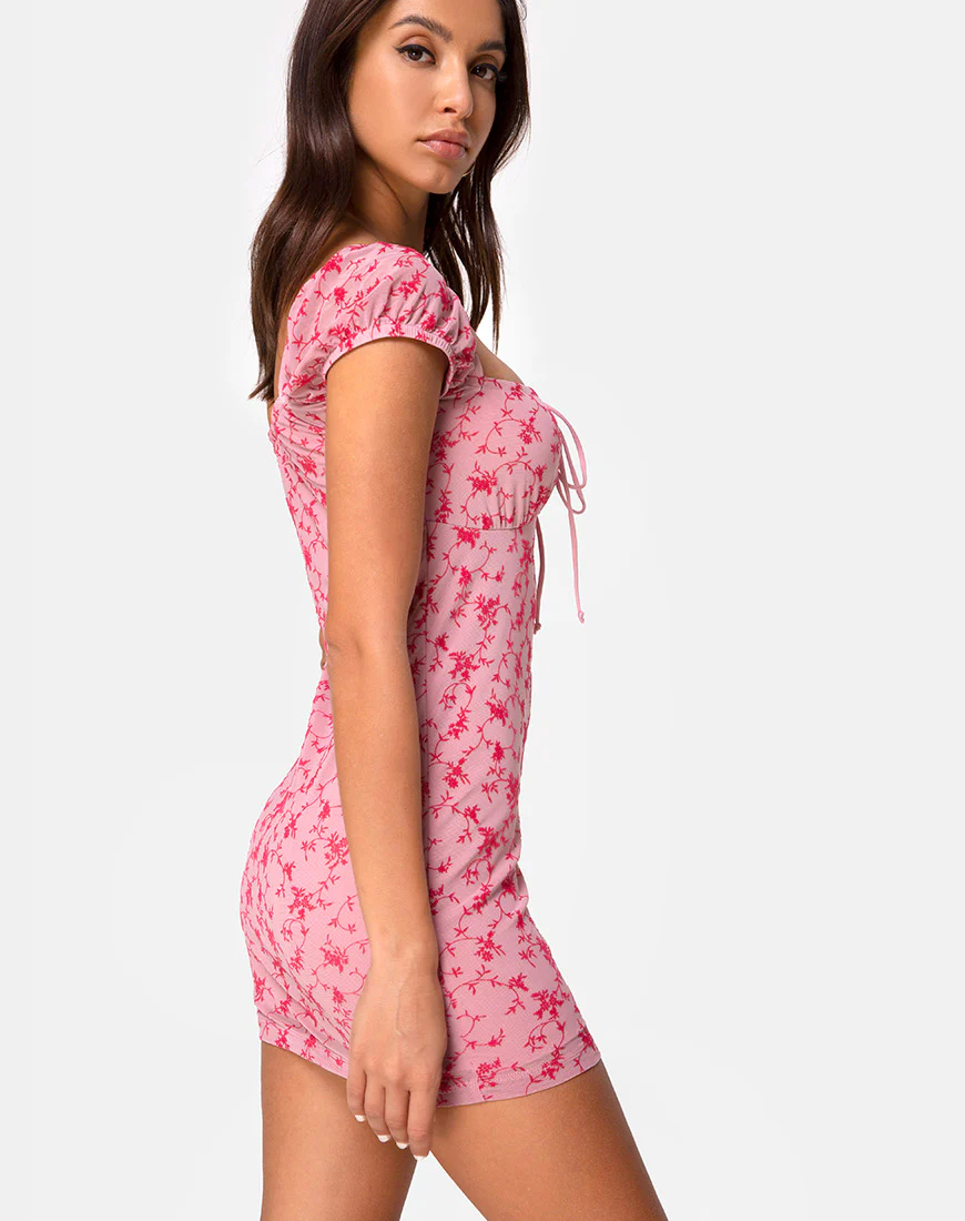 Gaina Dress in Love Bloom Pink Flock - Image 3