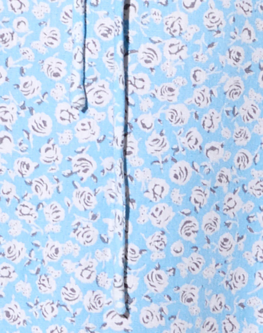 Galaca Mini Dress in Ditsy Rose Blue - Image 5