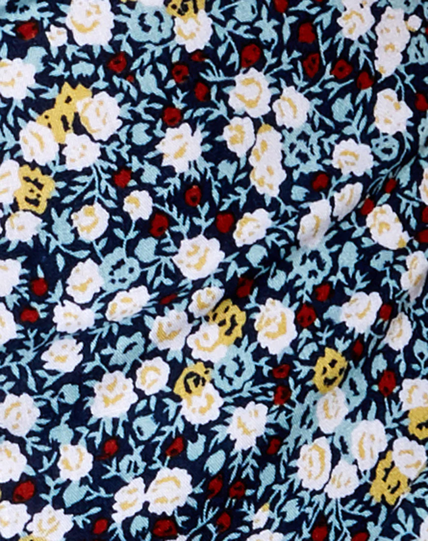 Galaca Mini Dress in Floral Field Navy - Image 7