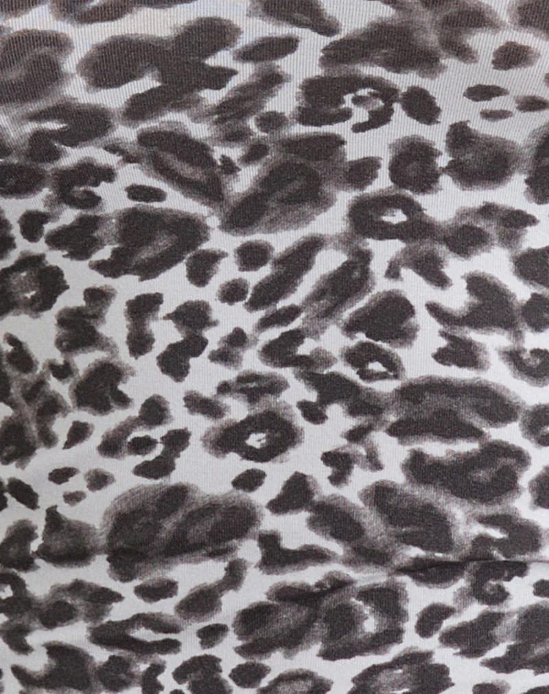 Galile High Neck Top in Jersey Blurry Leopard Grey - Image 6