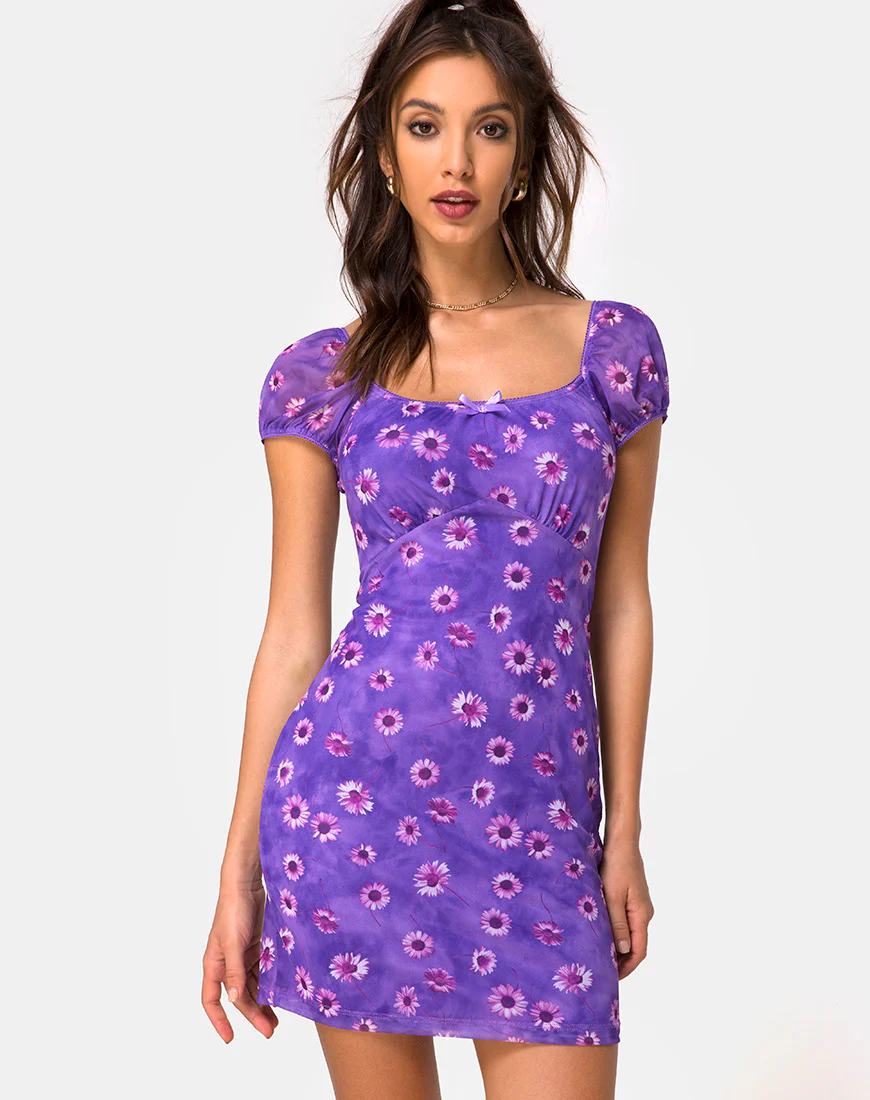 Galot Mini Dress in Daisy Daze Purple - Image 2