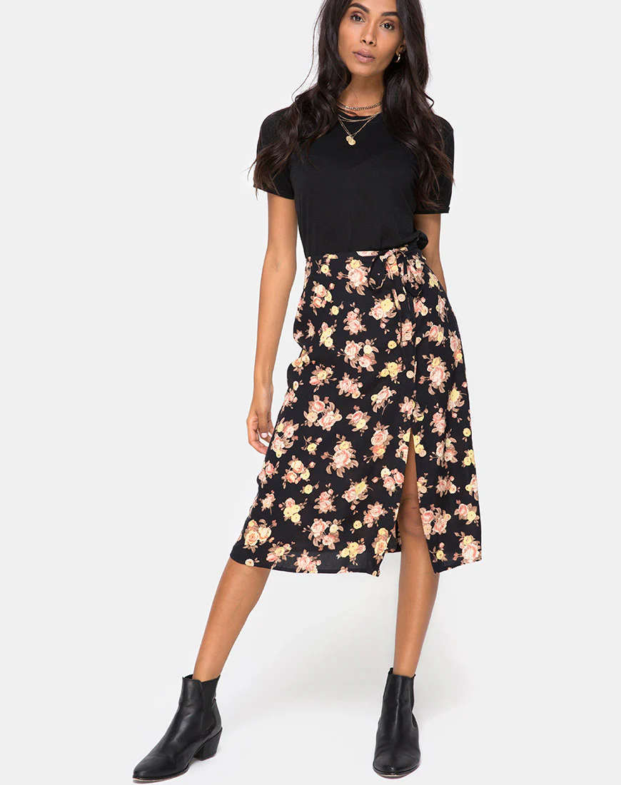 Gamaris Midi Skirt in Antique Rose Black - Image 2