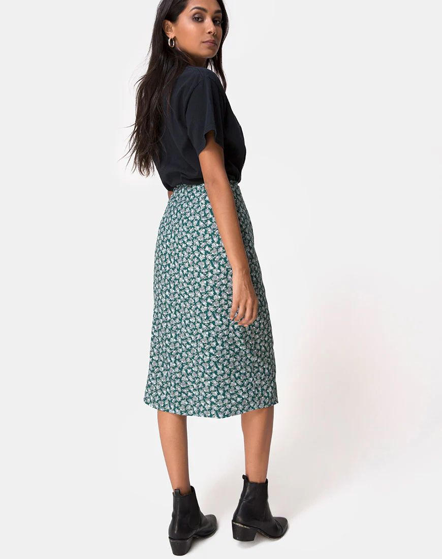 Gamaris Skirt in Floral Bloom Green - Image 4