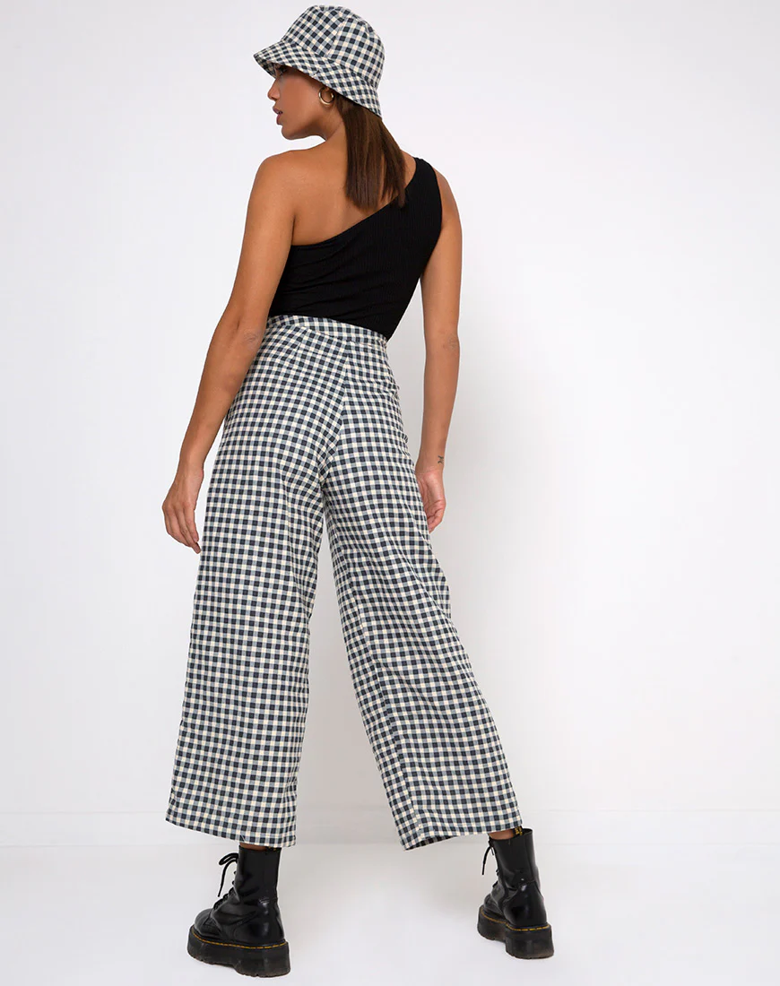 Gamila Culotte Trouser in Gingham Cream - Image 2