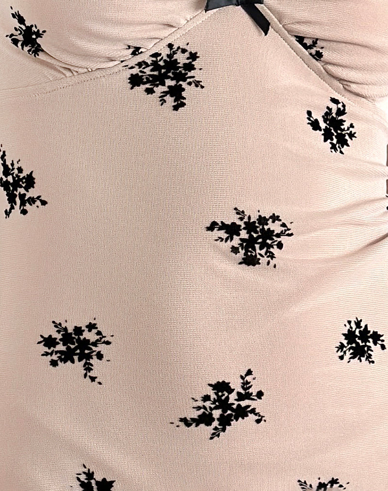 Gandira Midi Dress in Cluster Ditsy Floral Flock Nude - Image 6