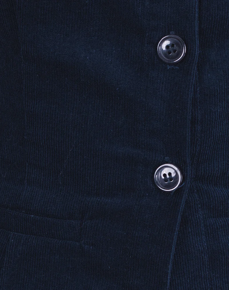 Ganita Vest in Baby Cord Navy - Image 6