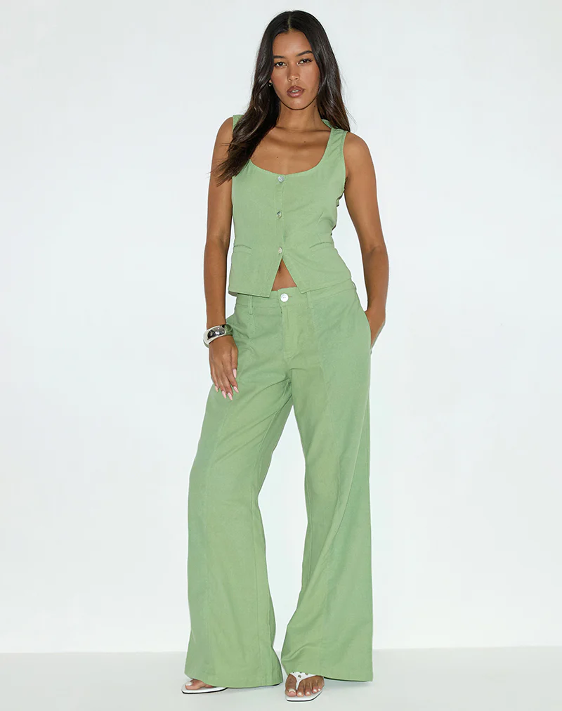 Ganita Vest in Linen Minty Green - Image 5