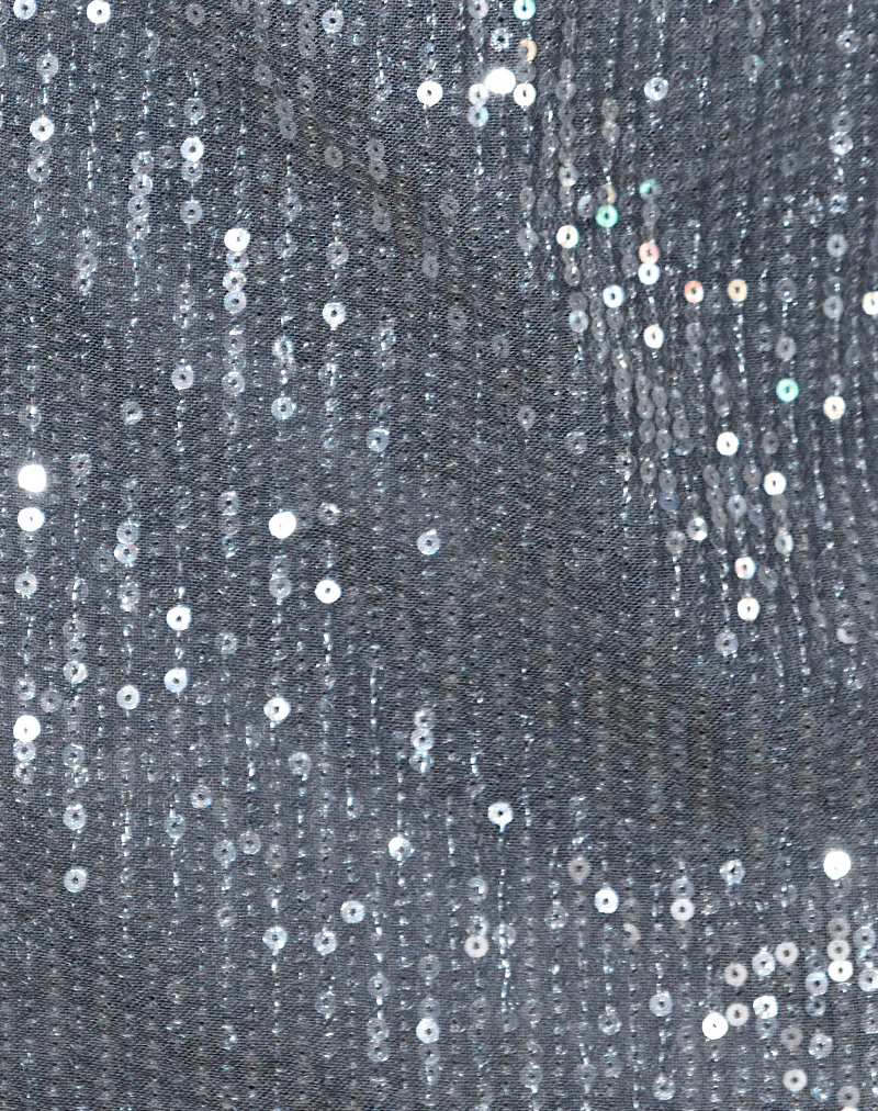 Garida Mini Skirt in Knit Sequin Charcoal - Image 6
