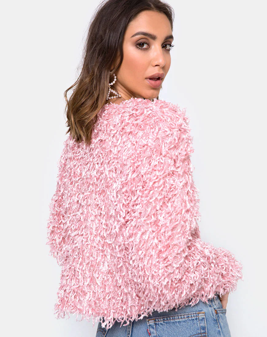 Gasta Cardi in Shaggy Knit sugar Pink - Image 2