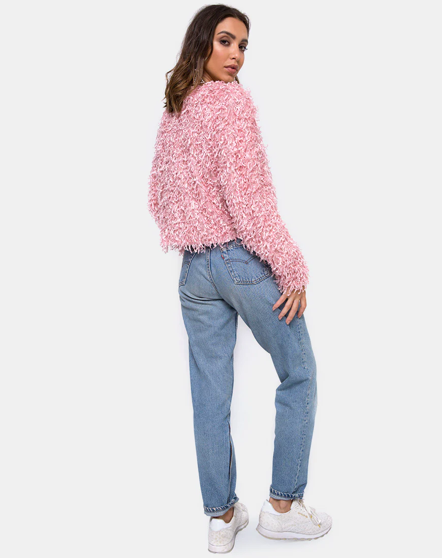 Gasta Cardi in Shaggy Knit sugar Pink - Image 4