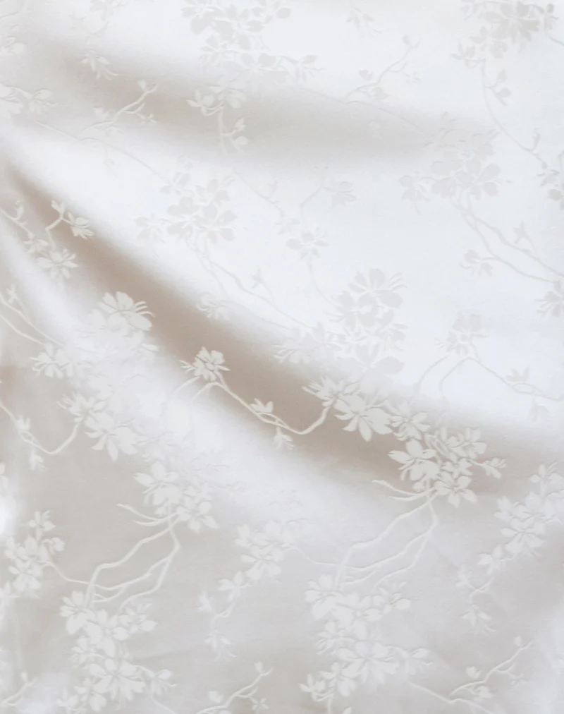Gastari Midi Dress in Satin Jacquard White - Image 6