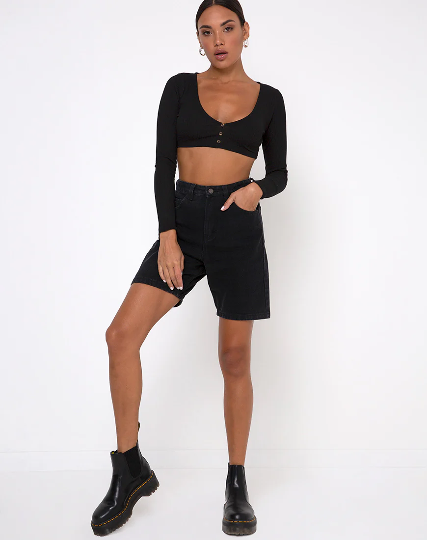 Gato Crop Top in Rib Black - Image 4