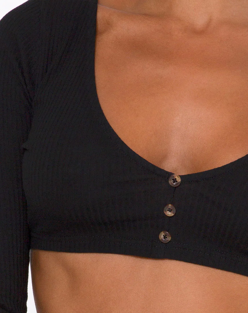 Gato Crop Top in Rib Black - Image 6