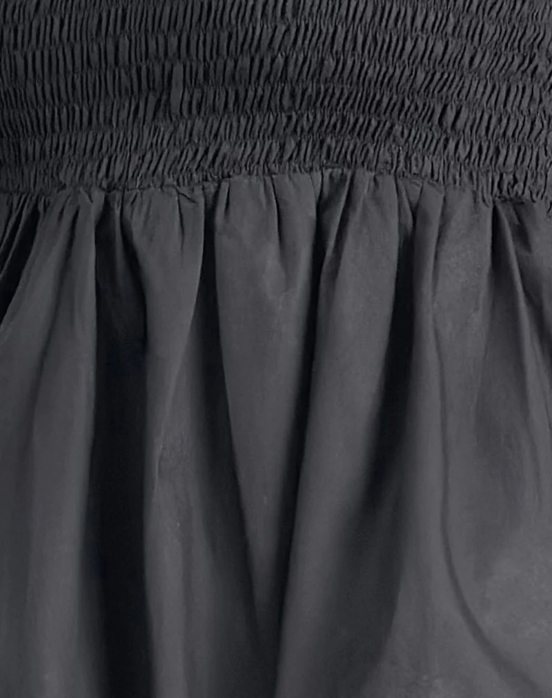 Gaux Puffball Shirred Bandeau Top in Black - Image 6