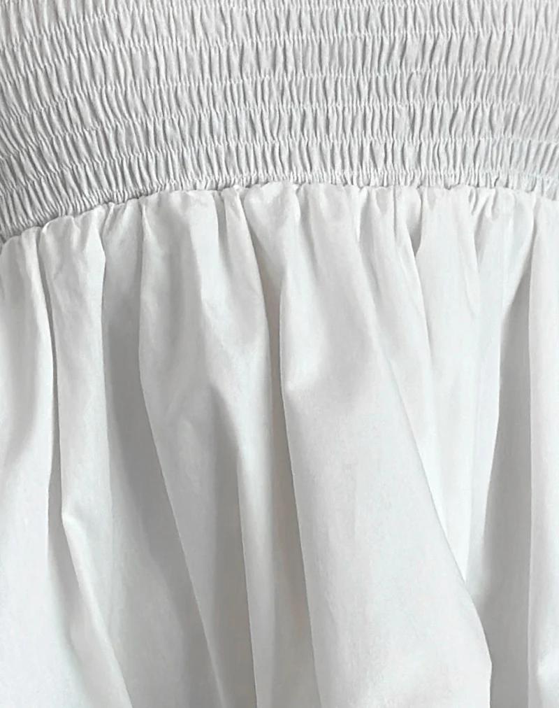Gaux Puffball Shirred Top in Poplin Ivory - Image 6