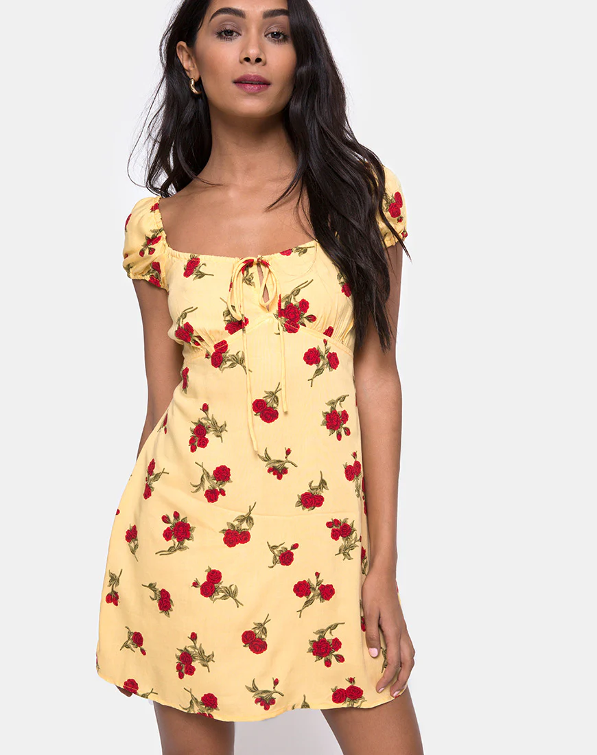 Gaval Mini Dress in Falling Rose Yellow - Image 2
