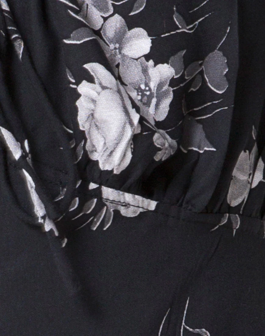 Gaval Mini Dress in Mono Flower Black - Image 5