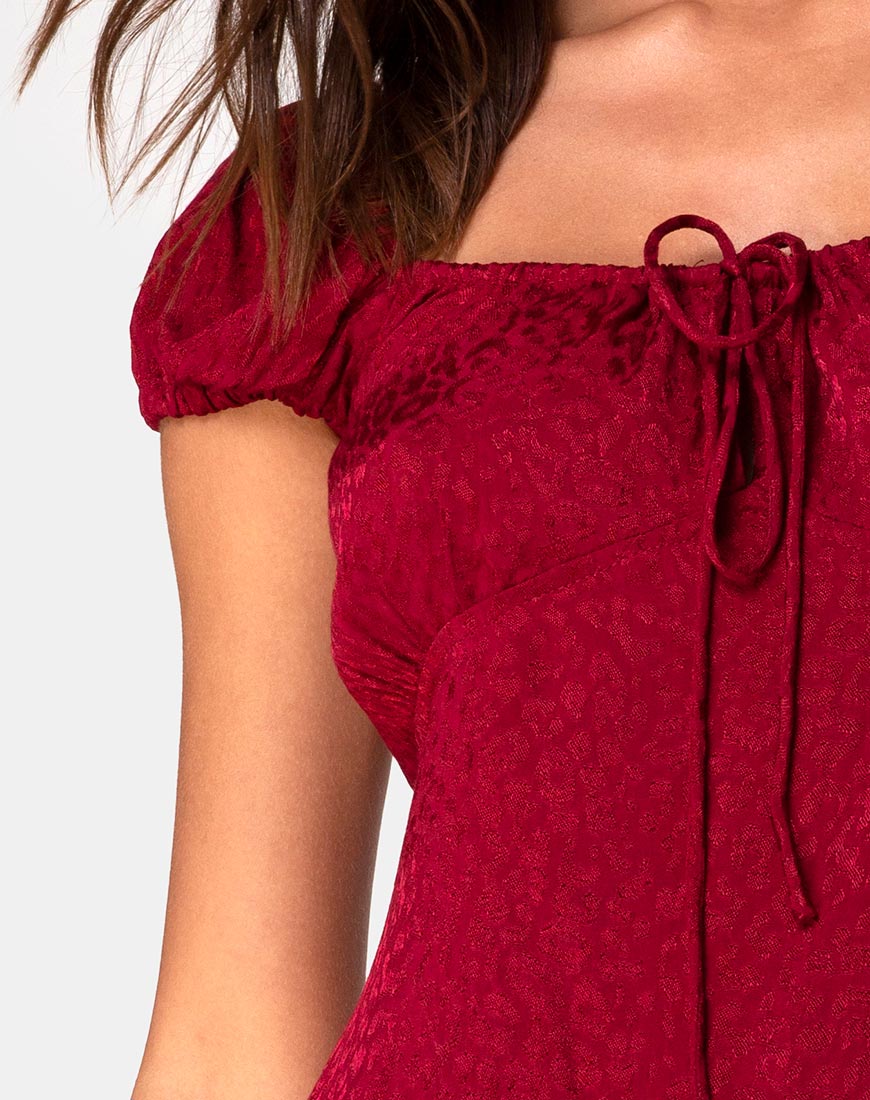 Gaval Mini Dress in Satin Cheetah Raspberry - Image 5