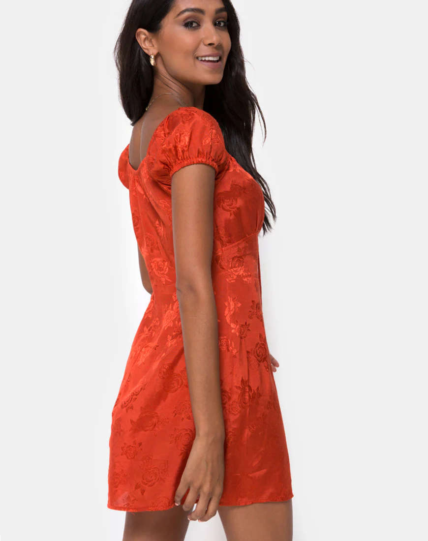 Gaval Mini Dress in Satin Rose Rust - Image 3