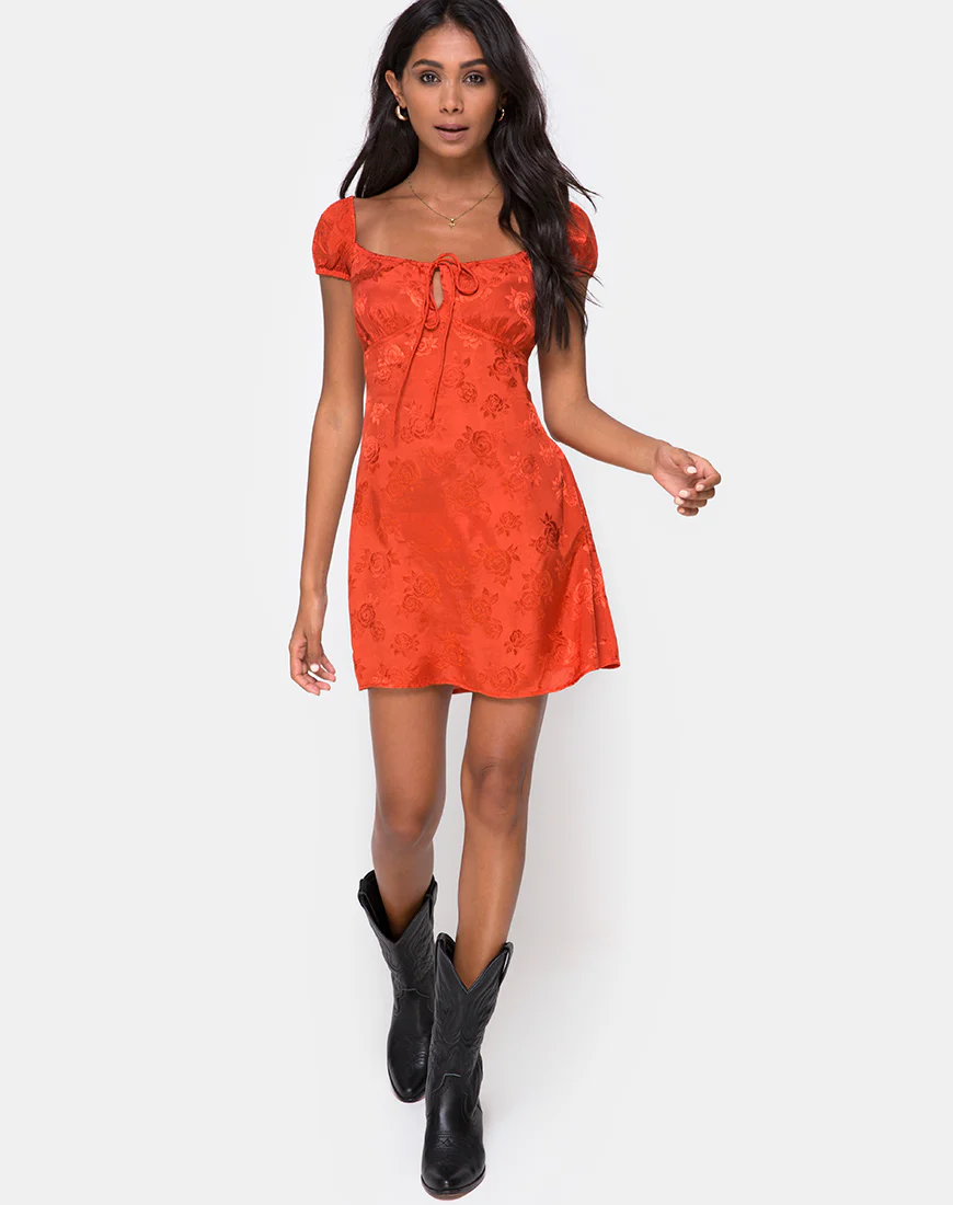 Gaval Mini Dress in Satin Rose Rust - Image 4