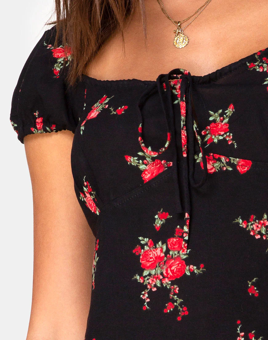 Gaval Mini Dress in Soi Rose Black and Red - Image 5