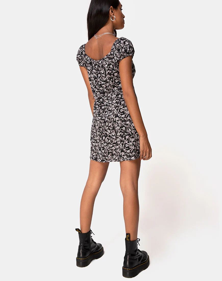 Gaval Mini Dress in Wild Tulip Black - Image 4