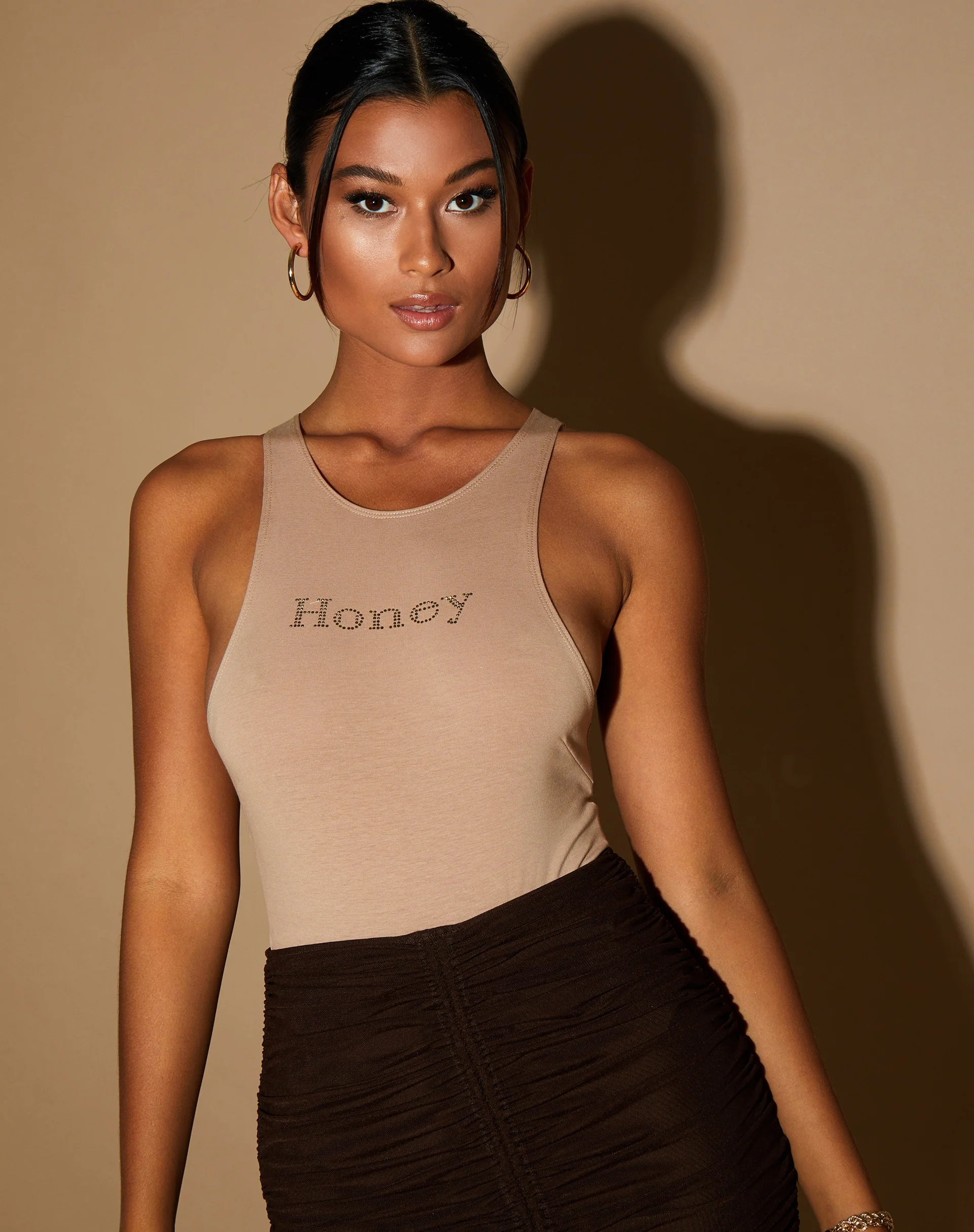 Gavis Bodice in Tan 'Honey' Diamante in Gold - Image 2