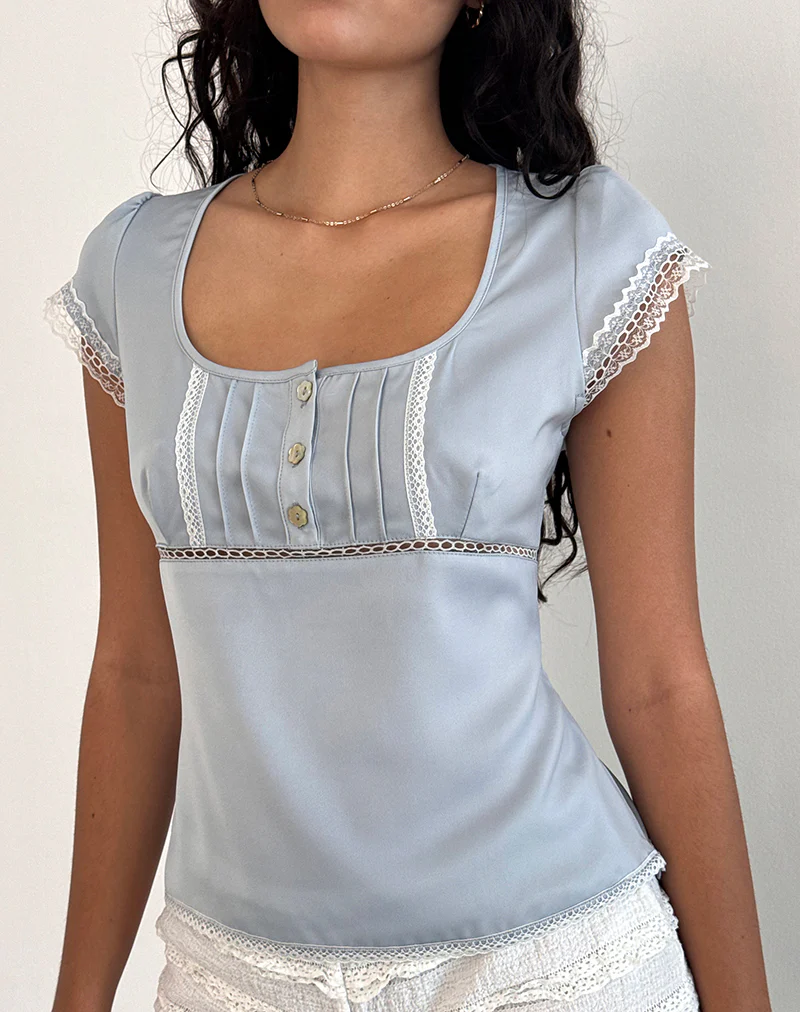Gavrilla Top in Satin Baby Blue - Image 4