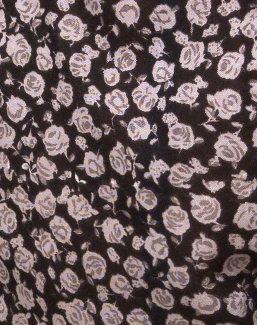 Gazalo Cropped Top in Ditsy Rose Black - Image 5