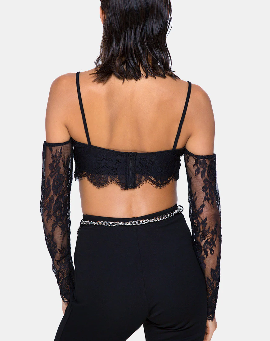 Geazy Bralette Top in Lace Black - Image 2