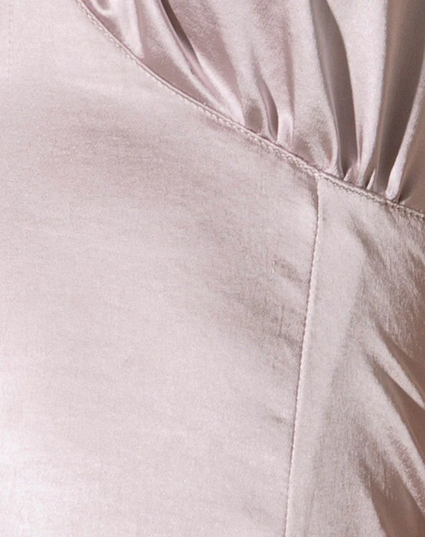 Gelina Mini Dress in Satin Silver Grey - Image 5