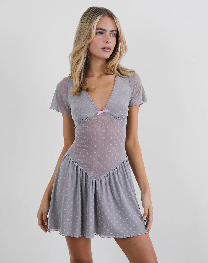 Geni Mini Dress in Heart Flock Grey - Image 5