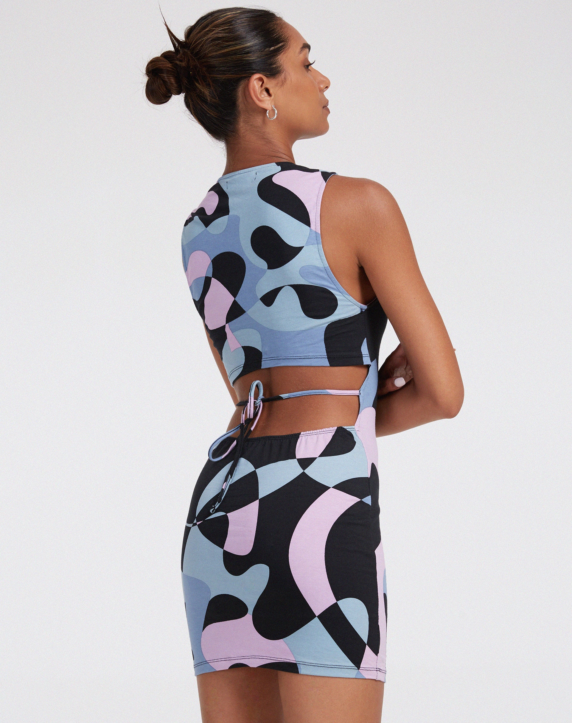 Genul Mini Dress in Abstract Purple - Image 2