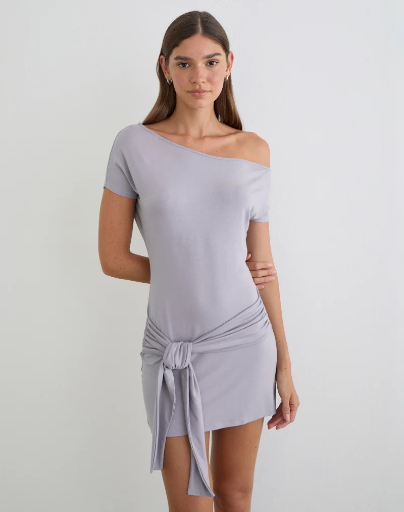 Genya Mini Dress in Lilac Grey - Image 4