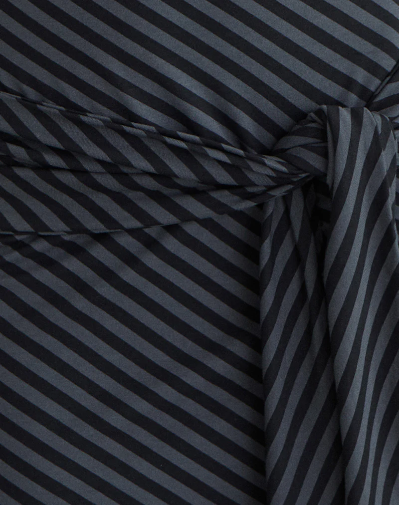 Genya Mini Dress in Oblique Stripe Ocean Storm - Image 5