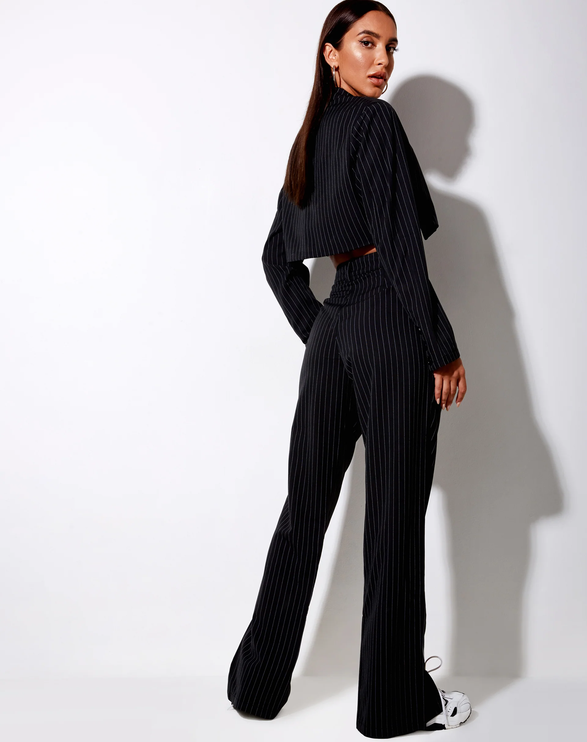 Gesta Trouser in Pinstripe Black - Image 4