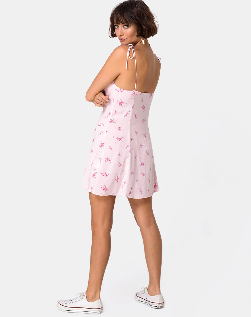 Gethy Slip Dress in Forget Me Not Floral Pink - Image 4