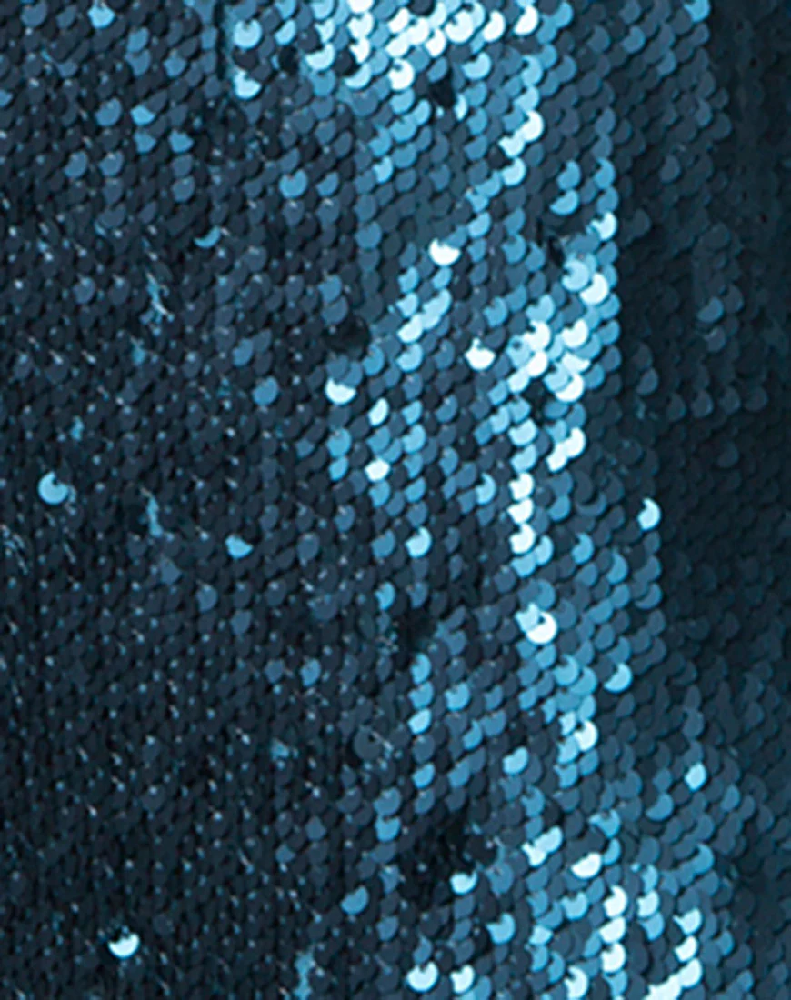 Gigi Dress in Mini Sequin Teal - Image 5