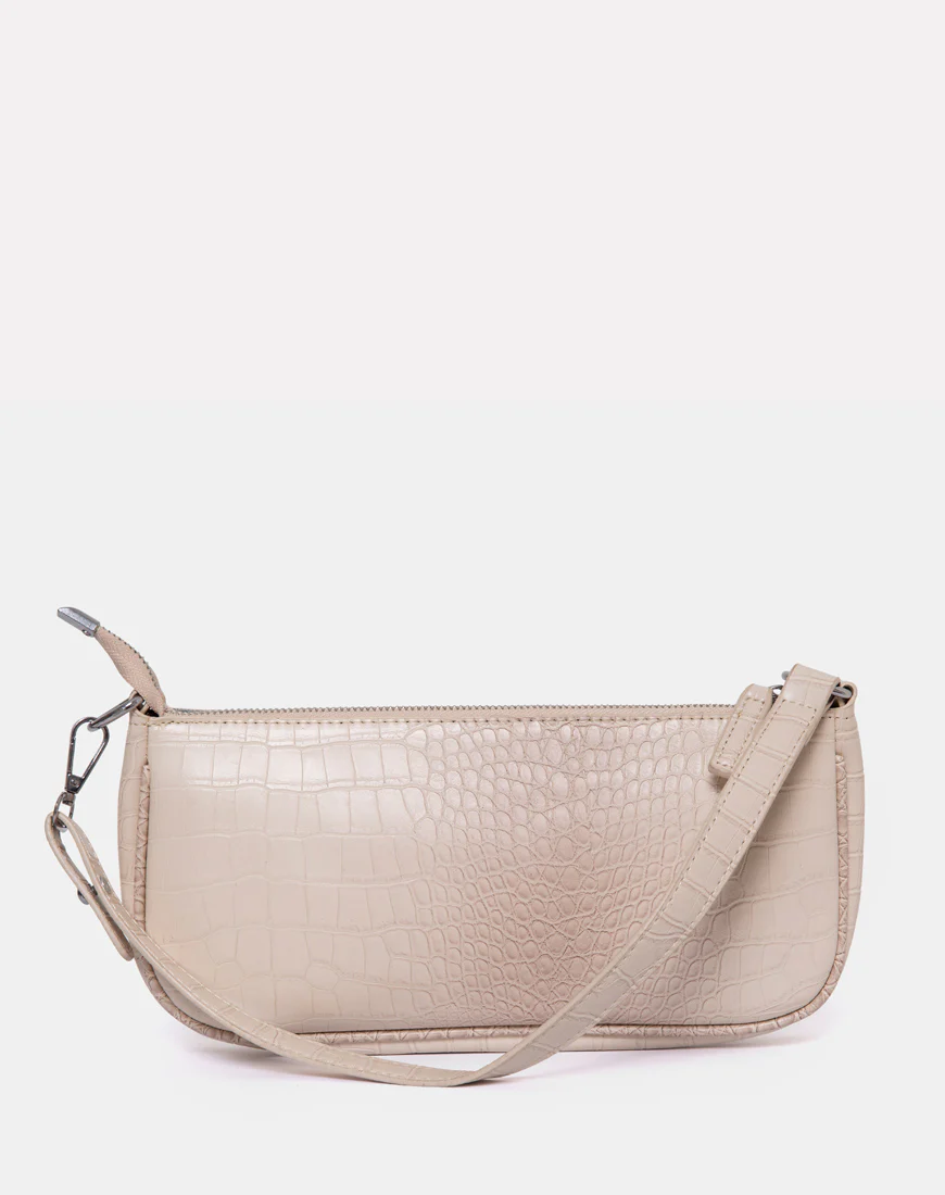 Gigi Shoulder Bag in Croc Beige - Image 2