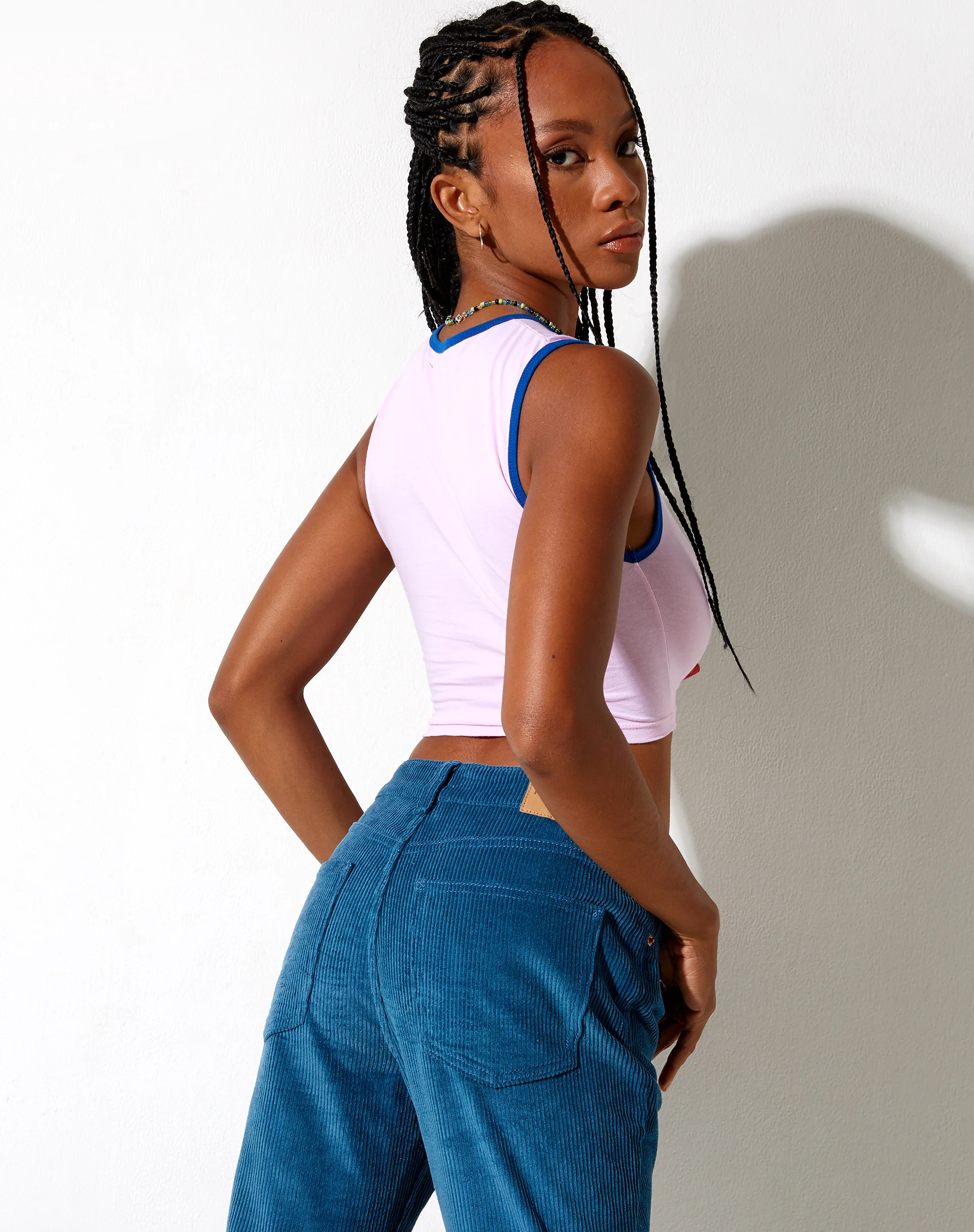 Gimon Crop Top in Pink Bind Blue Cant Relate - Image 3