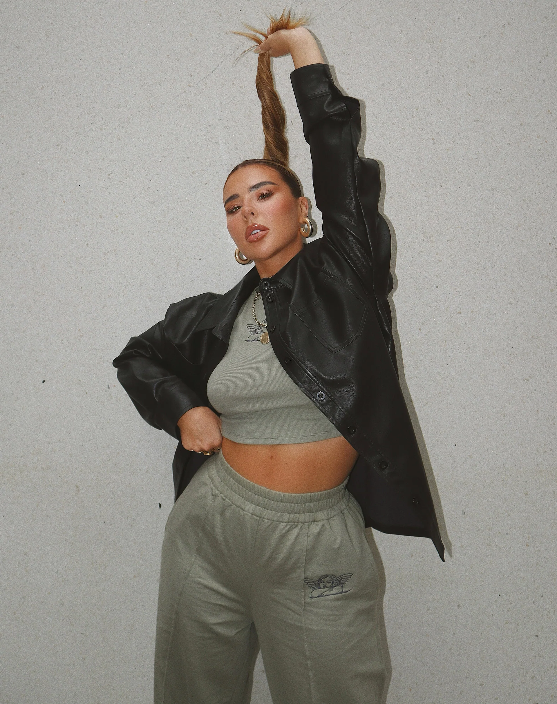 Gimon Crop Top in Rib Grey Sage Angelo Embro - Image 2