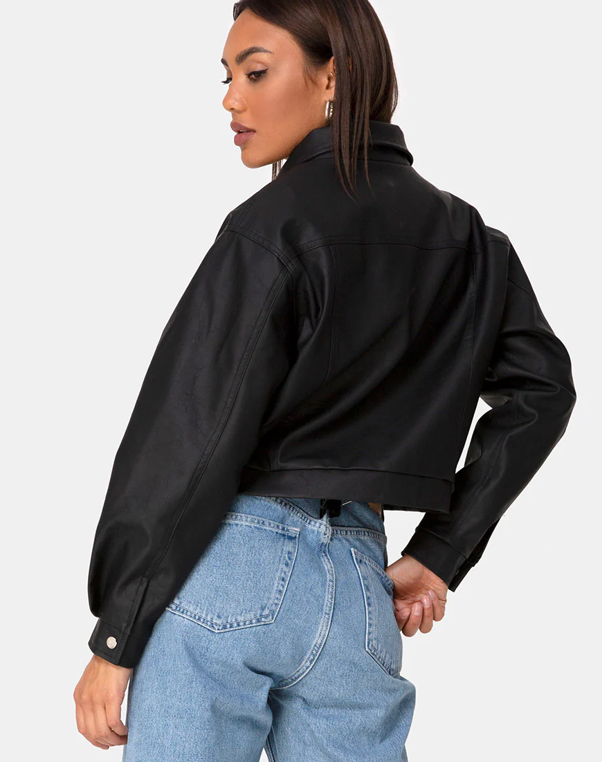 Gina Jacket in PU Black - Image 2